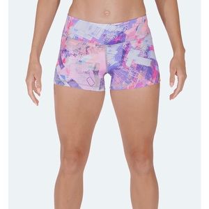 Tough Mode 3-inch No Ride Hem Workout Shorts. Size M. Color is a mix of pastels.